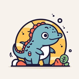 有趣恐龙卡通儿童插画