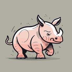 有趣犀牛卡通儿童插画