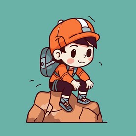 有趣登山运动员卡通儿童插画