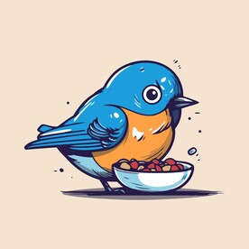 有趣小蓝鸟卡通儿童插画