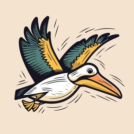 有趣大嘴鸟鹈鹕卡通儿童插画