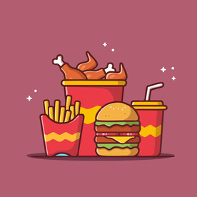 有趣快餐炸鸡卡通儿童插画