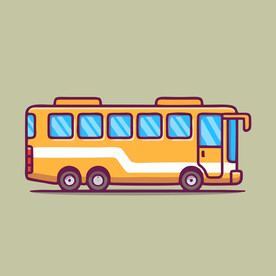 有趣公交车卡通儿童插画