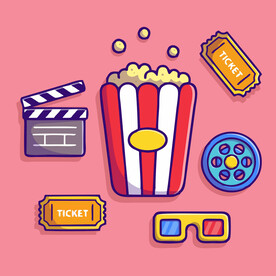 有趣电影套餐卡通儿童插画