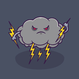 有趣雷电乌云卡通儿童插画