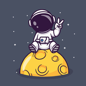 有趣宇航员卡通儿童插画
