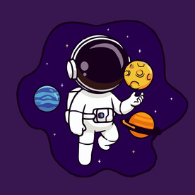 有趣宇航员卡通儿童插画