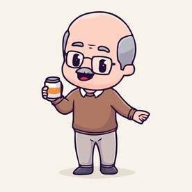 可爱老爷爷矢量卡通插画