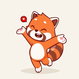 有趣小浣熊卡通绘画儿童插画