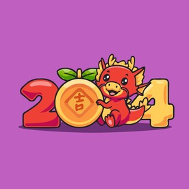 有趣龙年2024儿童插画