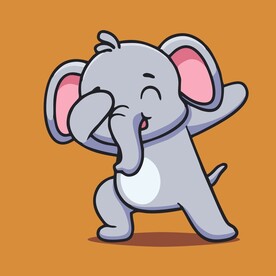 有趣小象卡通绘画儿童插画