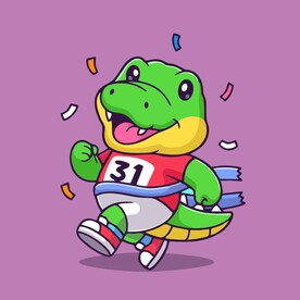 有趣鳄鱼运动员卡通绘画儿童插画