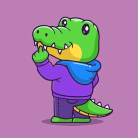 有趣鳄鱼卡通绘画儿童插画