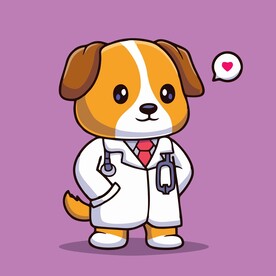 可爱狗狗医生矢量卡通插画