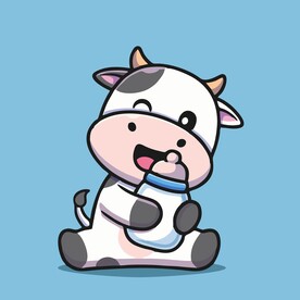 可爱奶牛矢量卡通插画