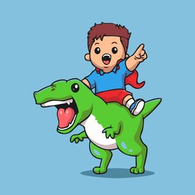 可爱恐龙服小哥哥矢量卡通插画
