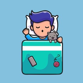 可爱睡觉小哥哥矢量卡通插画