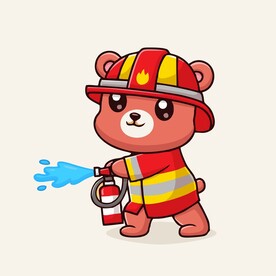 可爱小熊消犬员矢量卡通插画