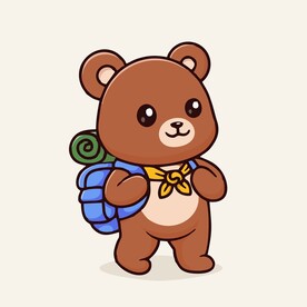 可爱小熊出游矢量卡通插画