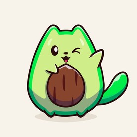 可爱牛油果装猫咪矢量卡通插画