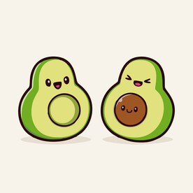有趣牛油果卡通绘画儿童插画