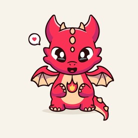 有趣红龙卡通绘画儿童插画