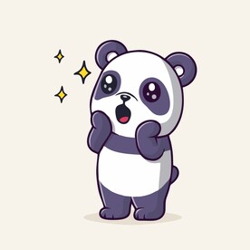 有趣熊猫卡通绘画儿童插画