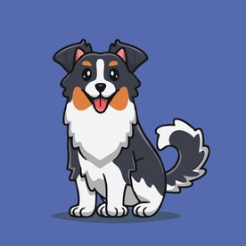 可爱边牧狗矢量卡通插画