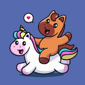 可爱小马矢量卡通插画