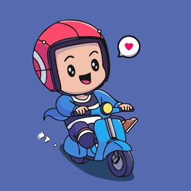 可爱摩托车小哥矢量卡通插画