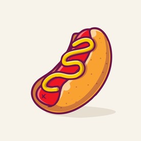 可爱热狗矢量卡通插画