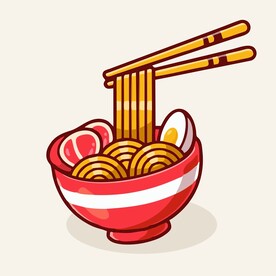 可爱拉面碗面矢量卡通插画