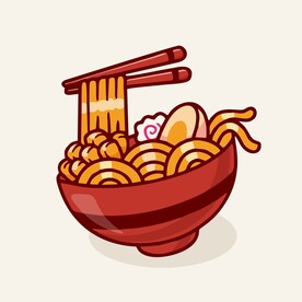 可爱拉面碗面矢量卡通插画