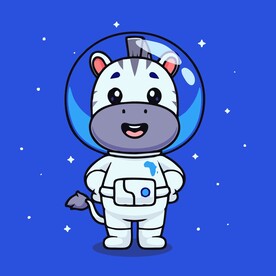 可爱斑马宇航员矢量卡通插画