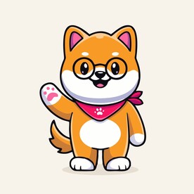 可爱秋田犬矢量卡通画儿童插画