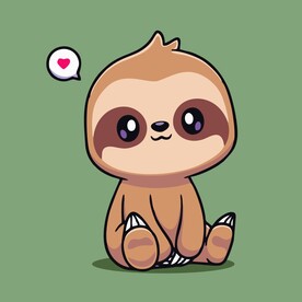 可爱树懒矢量卡通画儿童插画