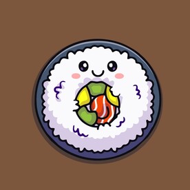 可爱寿司饭团矢量卡通插画