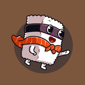 可爱寿司饭团人矢量卡通插画