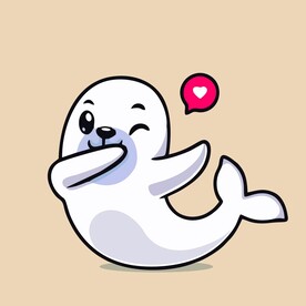 可爱白海豹矢量卡通插画