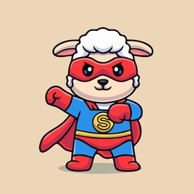 可爱羊羊超人矢量卡通插画