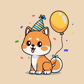 可爱秋田犬矢量卡通插画