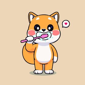 可爱秋田犬矢量卡通插画