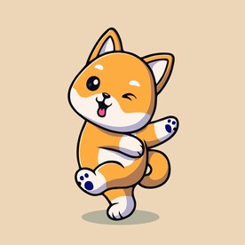 可爱秋田犬矢量卡通插画