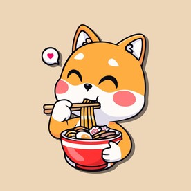 可爱秋田犬矢量卡通插画