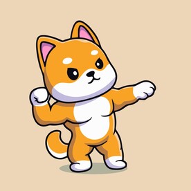 可爱秋田犬矢量卡通插画