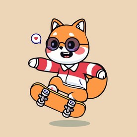 可爱秋田犬矢量卡通插画