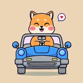 可爱秋田犬矢量卡通插画