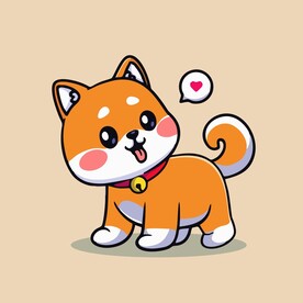 可爱秋田犬矢量卡通插画