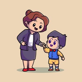 可爱老师学生矢量卡通插画