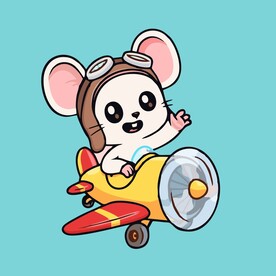 可爱开飞机老鼠矢量卡通插画